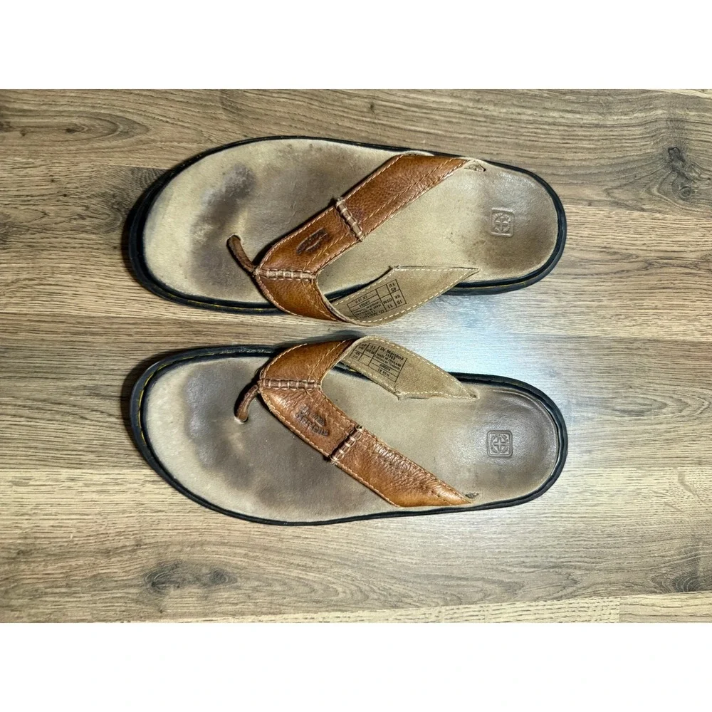 Dr. Martens Leather Flip Flops Mens 11 Brown Adult Thong Sandals Used Good